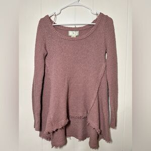 Anthropology Ruby Moon Boho Raw Hem 100% Cotton Distressed Sweater, Small